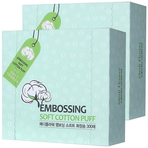 Mediflower Embossing Soft Cotton Puff – 600 stuks (2 x 300 stuks)